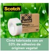 CINTA ADHESIVA SCOTCH MAGIC 33 MT X 19 MM 9 ROLLOS INVISIBLE ECOLOGICA