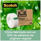 CINTA ADHESIVA SCOTCH MAGIC 33 MT X 19 MM 9 ROLLOS INVISIBLE ECOLOGICA