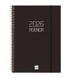 AGENDA 2023 ESPIRAL FINOCAM OPAQUE E40 A4 21x29,7 CM SEMANA VISTA NEGRO TAPA PP C/GOMA