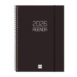 AGENDA 2023 ESPIRAL FINOCAM OPAQUE E40 A4 21x29,7 CM SEMANA VISTA NEGRO TAPA PP C/GOMA