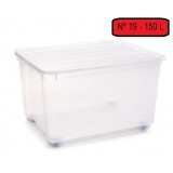 CAJA PLASTICO CON TAPA Nº19 - 150 LITROS 48 x 80 x 60 CM. - TRANSPARENTE PLASTIC FORTE