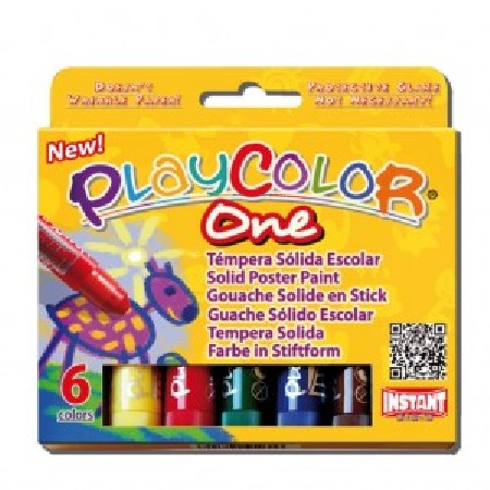 TEMPERA  SOLIDA ESCOLAR PLAYCOLOR ONE INSTANT  6 COLORES 10 GR.