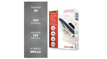 BOLSA PLASTIFICAR A6 111 X 154 MM 125 MC CAJA 100 UNIDADES FELLOWES