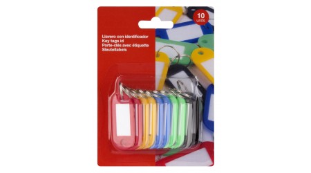 LLAVERO PLASTICO 10 UNIDADES COLORES SURTIDOS APLI