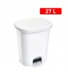 PAPELERA PEDAL PLASTIC-FORTE 27 LITROS COLOR PLATA 38 x 32 x 45 cm.