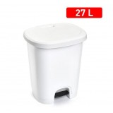 PAPELERA PEDAL PLASTIC-FORTE 27 LITROS COLOR PLATA 38 x 32 x 45 cm.