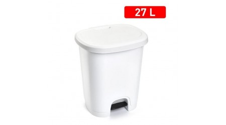 PAPELERA PEDAL PLASTIC-FORTE 27 LITROS COLOR PLATA 38 x 32 x 45 cm.