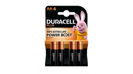 PILAS DURACELL PLUS POWER BOOST ALCALINAS AA LR6 4 UNIDADES