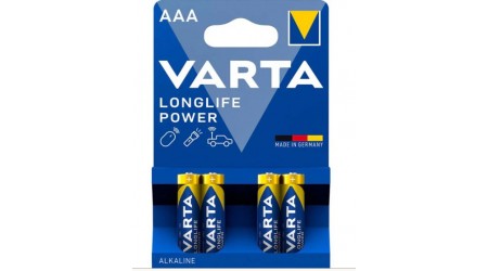 PILA VARTA ALCALINA LONGLIFE POWER AAA LR03 BLISTER DE 4 UNIDADES MN2400