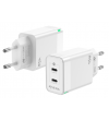 CARGADOR DE PARED USB-C X2  PD3.0 QC4.0 45W CARGA RAPIDA BLANCO AISENS