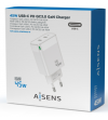 CARGADOR DE PARED USB-C X2  PD3.0 QC4.0 45W CARGA RAPIDA BLANCO AISENS
