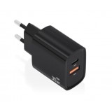 CARGADOR DE PARED USB-C / USB-A PD3.0 30W TECNOLOGIA AI PARA DETECTAR PROTOCOLO Y VELOCIDAD DE CARGA - Negro AISENS