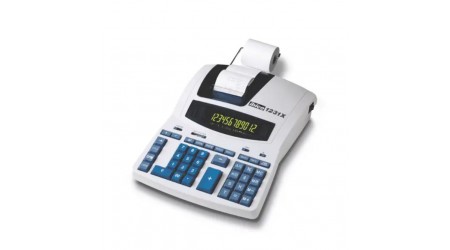 CALCULADORA IMPRESORA IBICO 1231X, blanco/azul  300 × 75 × 230 mm