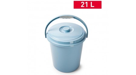 CUBO DE BASURA CON TAPA GRIS 21 LITROS