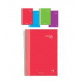 CUADERNO A5 MICROPERFORADO 120 H. 90 GR. CUADRO 5x5 TAPA EXTRADURA COLORES SURTIDOS PACSA