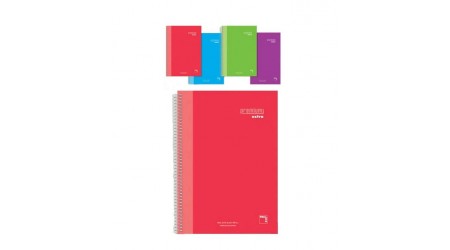 CUADERNO A5 MICROPERFORADO 120 H. 90 GR. CUADRO 5x5 TAPA EXTRADURA COLORES SURTIDOS PACSA