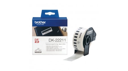 ETIQUETA BROTHER  DK22211 - CONTINUA ANCHO 29 MM ROLLO 15.24 MT. PLASTICO BLANCO