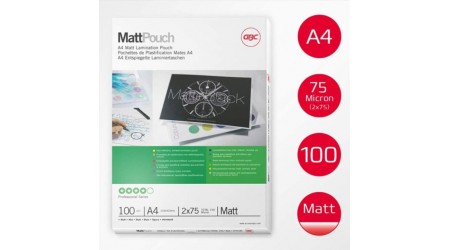 BOLSA PLASTIFICAR A4 303 X 216 MM  75 MC MATE CAJA 100 UNIDADES - GBC