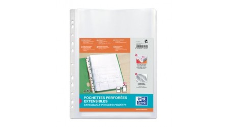 FUNDA MULTITALADRO A4 FUELLE SIN SOLAPA 10 UNIDADES CRISTAL OXFORD