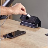 REGLETA SOBREMESA 1 TOMA CORRIENTE, 2 CARGADORES ( 1 USB A - 1 USB C ) COLOR NEGRO - FELLOWES