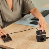 TOMA DE CORRIENTE CUBICO MULTIENCHUFE 3 PUERTOS (230 V), 1 PUERTO USB-A Y 2 PUERTO USB-C CABLE DE 2 MT NEGRO - FELLOWES