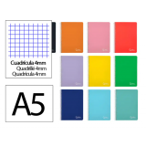 CUADERNO A5 TAPA DURA CUADRICULA 4 MM 80H 90 GR. WITTY TAPA DURA COLORES SURTIDOS