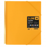 CARPETA PORTAFUNDAS MAXIPLAS PP LIKE OPACO RIGIDO A4 CON ESPIRA 40 FUNDAS COLOR NARANJA FLUOR CIERRE CON GOMAS