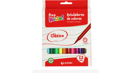 ROTULADOR COLORES FIXO KIDS CLASICO 12 UNIDADES SURTIDOS