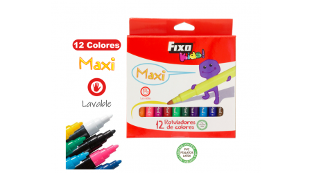 ROTULADOR COLORES FIXO KIDS MAXI 12 UNIDADES SURTIDOS