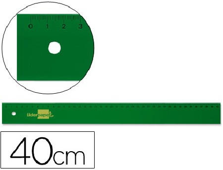 REGLA LIDERPAPEL 40 CMS. PLASTICO VERDE NUMERADA RG04