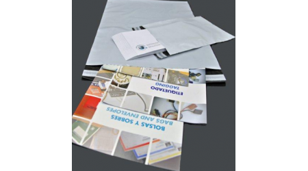 SOBRE BOLSA DE SEGURIDAD MENSAJERIA PLASTICO OPACO BLANCO 450X350X50MM. FUELLE SOLAPA 40 MM. 10 UNIDADES