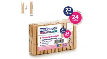 PINZAS DE MADERA 72X10 MM. 24 UDS. CRISCOLOR