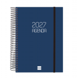 AGENDA 2025 ESPIRAL FINOCAM OPAQUE E10 15,5 x 21,5 CM DIA PAGINA AZUL TAPA PP C/GOMA