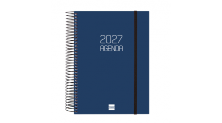 AGENDA 2025 ESPIRAL FINOCAM OPAQUE E10 15,5 x 21,5 CM DIA PAGINA AZUL TAPA PP C/GOMA