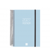 AGENDA 2027 ESPIRAL FINOCAM OPAQUE E10 15,5 x 21,5 CM DIA PAGINA CELESTE TAPA PP C/GOMA