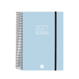 AGENDA 2027 ESPIRAL FINOCAM OPAQUE E10 15,5 x 21,5 CM DIA PAGINA CELESTE TAPA PP C/GOMA