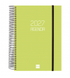 AGENDA 2026 ESPIRAL FINOCAM OPAQUE E10 15,5 x 21,5 CM DIA PAGINA VERDE TAPA PP C/GOMA
