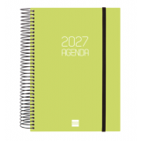 AGENDA 2026 ESPIRAL FINOCAM OPAQUE E10 15,5 x 21,5 CM DIA PAGINA VERDE TAPA PP C/GOMA