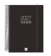 AGENDA 2027 ESPIRAL FINOCAM OPAQUE E10 15,5 x 21,5 CM DIA PAGINA NEGRA TAPA PP C/GOMA