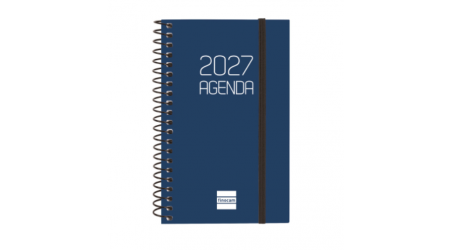 AGENDA 2027 ESPIRAL FINOCAM OPAQUE E40 A4 21x29,7 CM DIA PAGINA AZUL TAPA PP C/GOMA