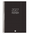 AGENDA 2027 ESPIRAL FINOCAM OPAQUE E40 A4 21x29,7 CM DIA PAGINA NEGRA TAPA PP C/GOMA