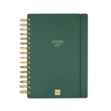 AGENDA 2027 ESPIRAL FINOCAM HAIKU E10 15,5 x 21,5 CM DIA PAGINA VERDE TAPA PP C/GOMA