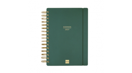 AGENDA 2027 ESPIRAL FINOCAM HAIKU E10 15,5 x 21,5 CM DIA PAGINA VERDE TAPA PP C/GOMA