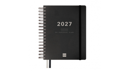 AGENDA 2025 ESPIRAL FINOCAM PROFESIONAL TEMPUS 1/4 DIA PAGINA TAPA DURA PP. CIERRE C/GOMA NEGRA