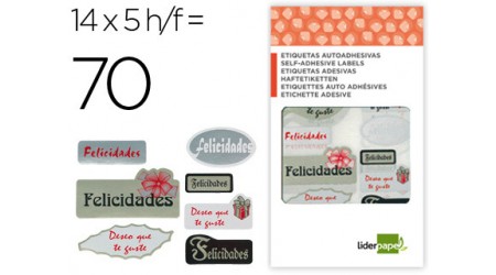 ETIQUETAS FELICIDADES SOBRE DE 5 H. SURTIDAS