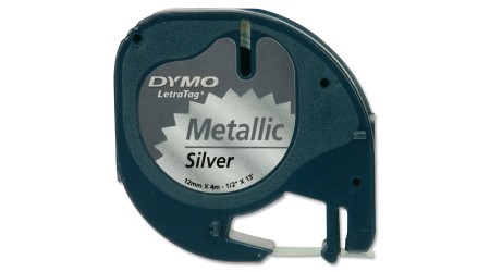 CINTA DYMO LETRATAG METAL 12MM X 4M PLATA 91208