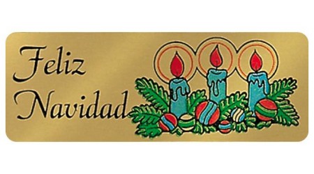 ETIQUETAS FELIZ NAVIDAD 20x55 MM. ROLLO DE 200 UNIDADES VELAS/OR