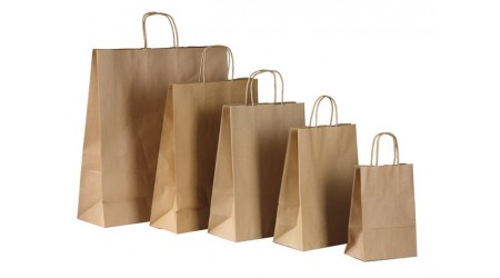 BOLSA PAPEL ASA RETORCIDA 125 GR. 42 x 12 x 46 CM. KRAFT 25 UNID