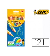 LAPICES COLORES BIC KIDS TROPICOLORS C/ DE 12 COLORES LARGOS