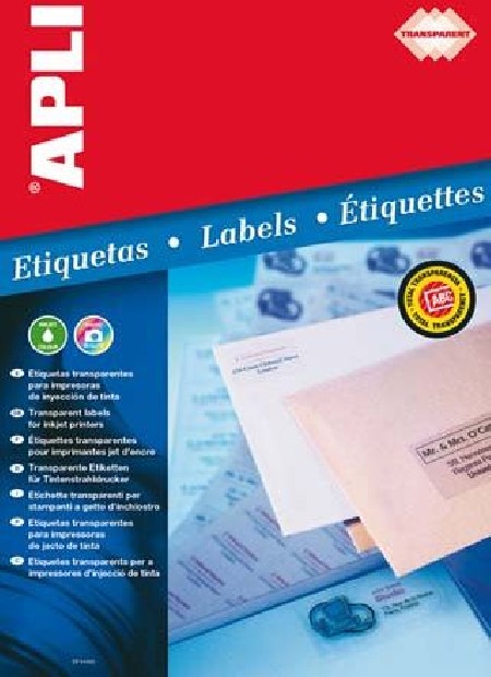 ETIQUETAS TRANPARENTES BRILLANTE INKJET 210X297 CANTOS RECTOS 10